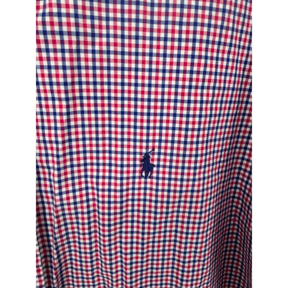 Ralph Lauren Men's XXL Gingham Check Long Sleeve Button Down Shirt Red Blue - Picture 3 of 9